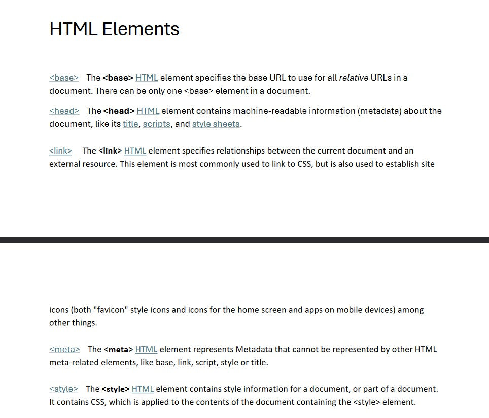 CRZYCYBR HTML Elements Cheat Sheet