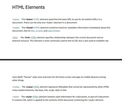 CRZYCYBR HTML Elements Cheat Sheet